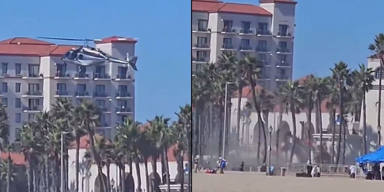 ABD’de helikopter kazası! Sahil otoparkına düştü